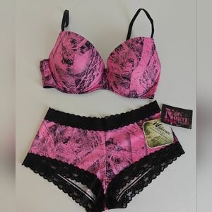 Wilderness Dreams bra & panty set featuring Naked North pink camouflage 36D & L